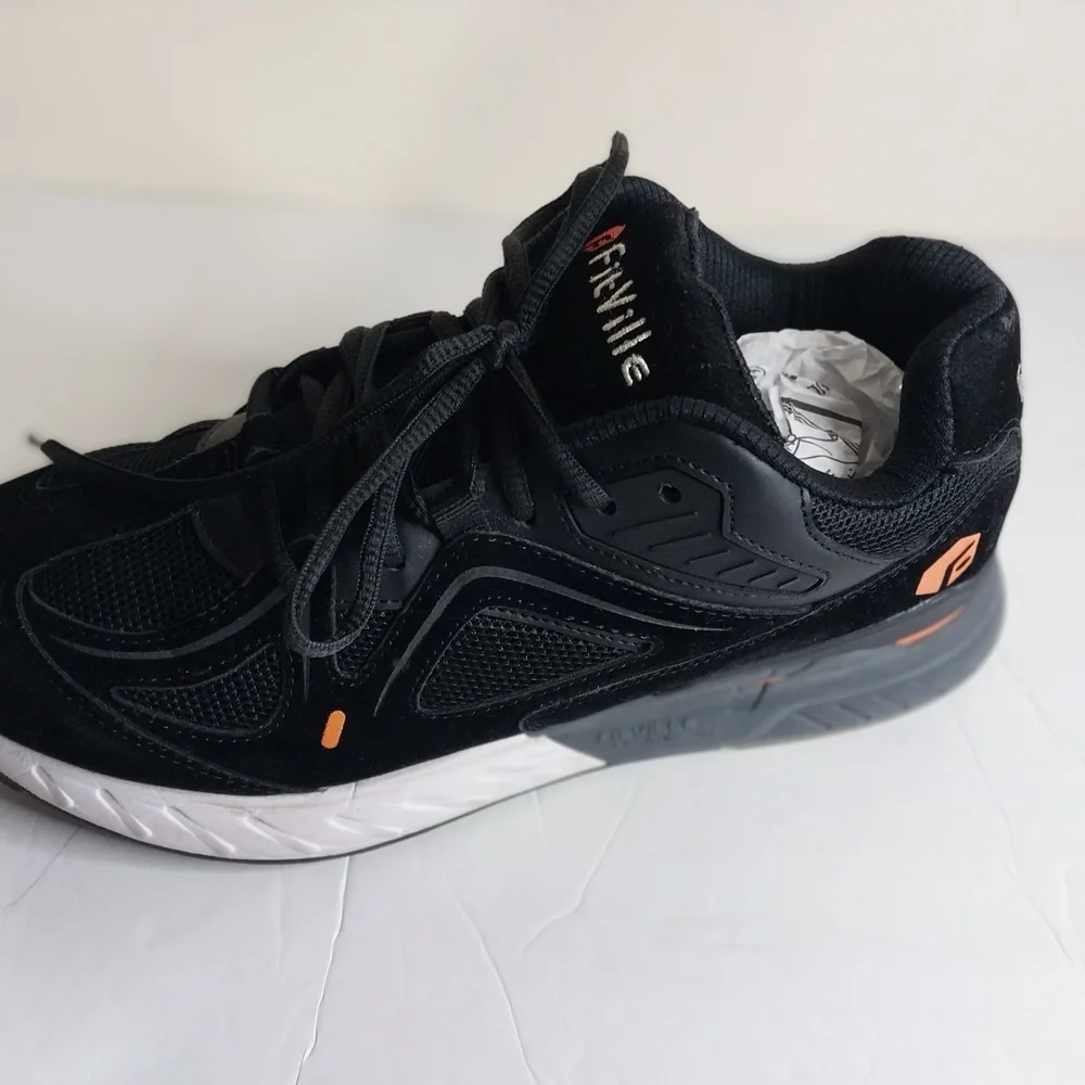 FitVille Men's Black Athletic Leather Shoes Size 8.5